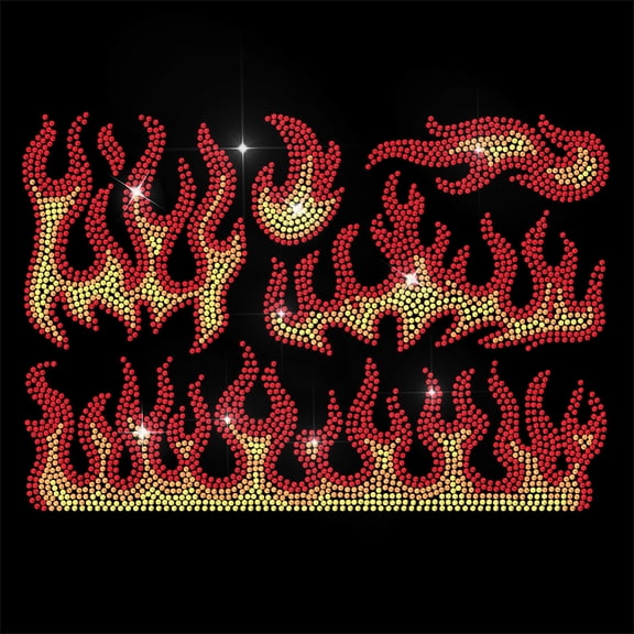 Red Rhinestone Iron on Transfer Flame Bling Diamond Hotfix Patches for Clothes 11.6"x8.2" Large Iron On Sequin Applique for Jeans Jacket Caps Bag