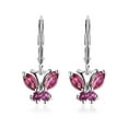 thumbnail image 1 of Red Rhodolite Garnet Butterfly Dangle Earrings For Women 925 Sterling Silver Birthstone Jewelry Lever Back Birthday Christmas Gifts for Women Iolite Ct 0.5, 1 of 12