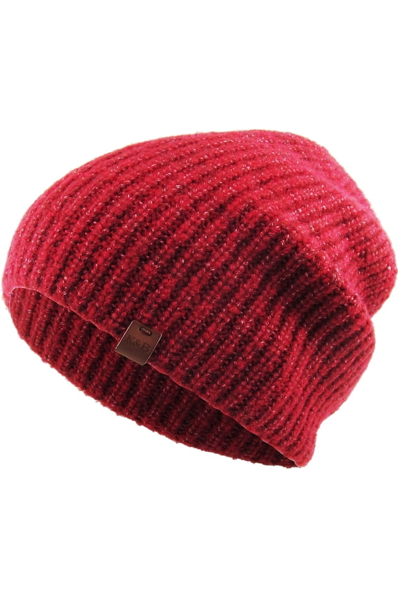 Red Ribbed Heather Slouchy Beanie Skull Cap Hat Winter Ski