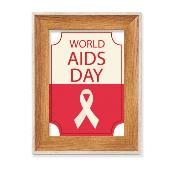 Red Ribbon 1st December World Symbol Desktop Wooden Photo Frame Display Picture Art Painting Multiple Sets