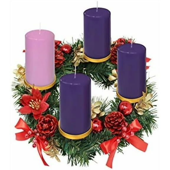 Red Ribbon Advent Wreath Ring Candle Holder for Pillar Candles - Large Size - Christmas Advent Wreaths Candleholder Stand - Advent Candle Decor - Advent Gifts$$Home Decor, Kitchen, & Other