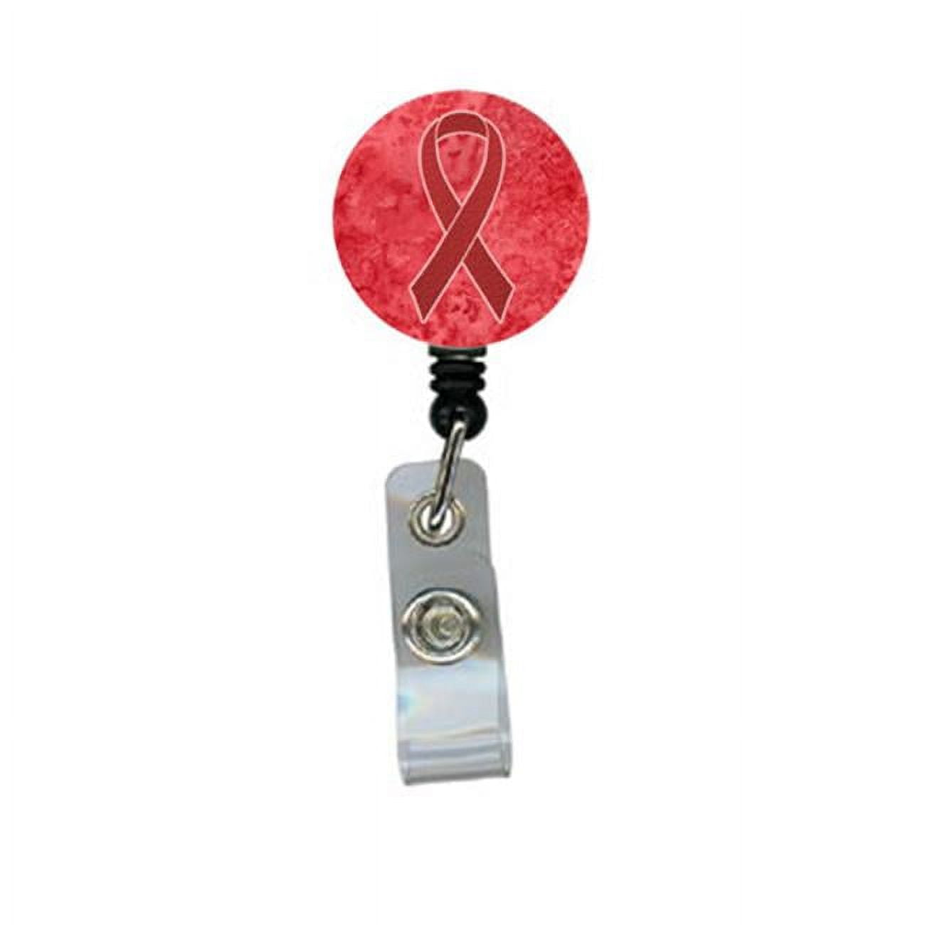 Red Ribbon Aids Awareness Retractable Badge Reel 