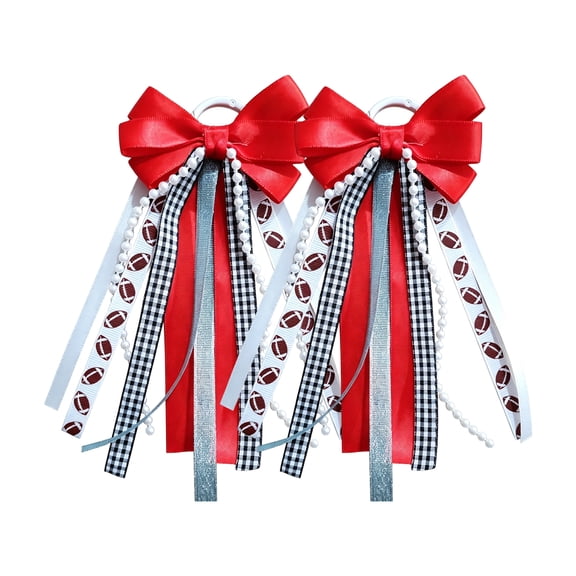 Red Ribbon Bow Martin Boot Bows, Red White Buffalo Plaid Boot Bows Glitter Pearl Lace Holiday Birthday School Accessory Decor