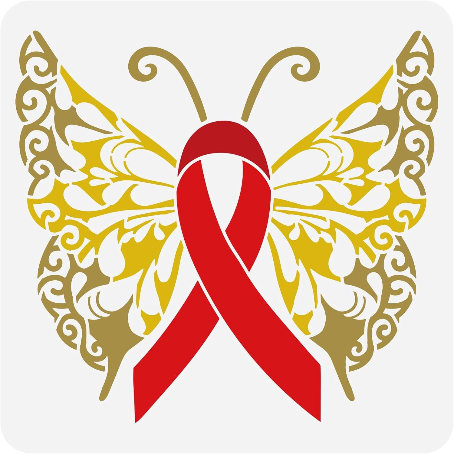 Red Ribbon Body Red Ribbon Butterfly Painting Stencil 11.8x11.8inch Beautiful Butterfly ...