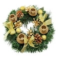 thumbnail image 1 of Red Ribbon Candlestick Wreath, Simulated Wreath with Ball Decorations for Restaurant Tabletop, 1 of 2