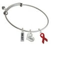 thumbnail image 1 of Red Ribbon Coach Heart Expandable Bangle Bracelet, 1 of 1