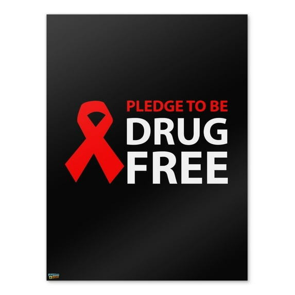 Red Ribbon Drug Free Pledge Home Business Office Sign