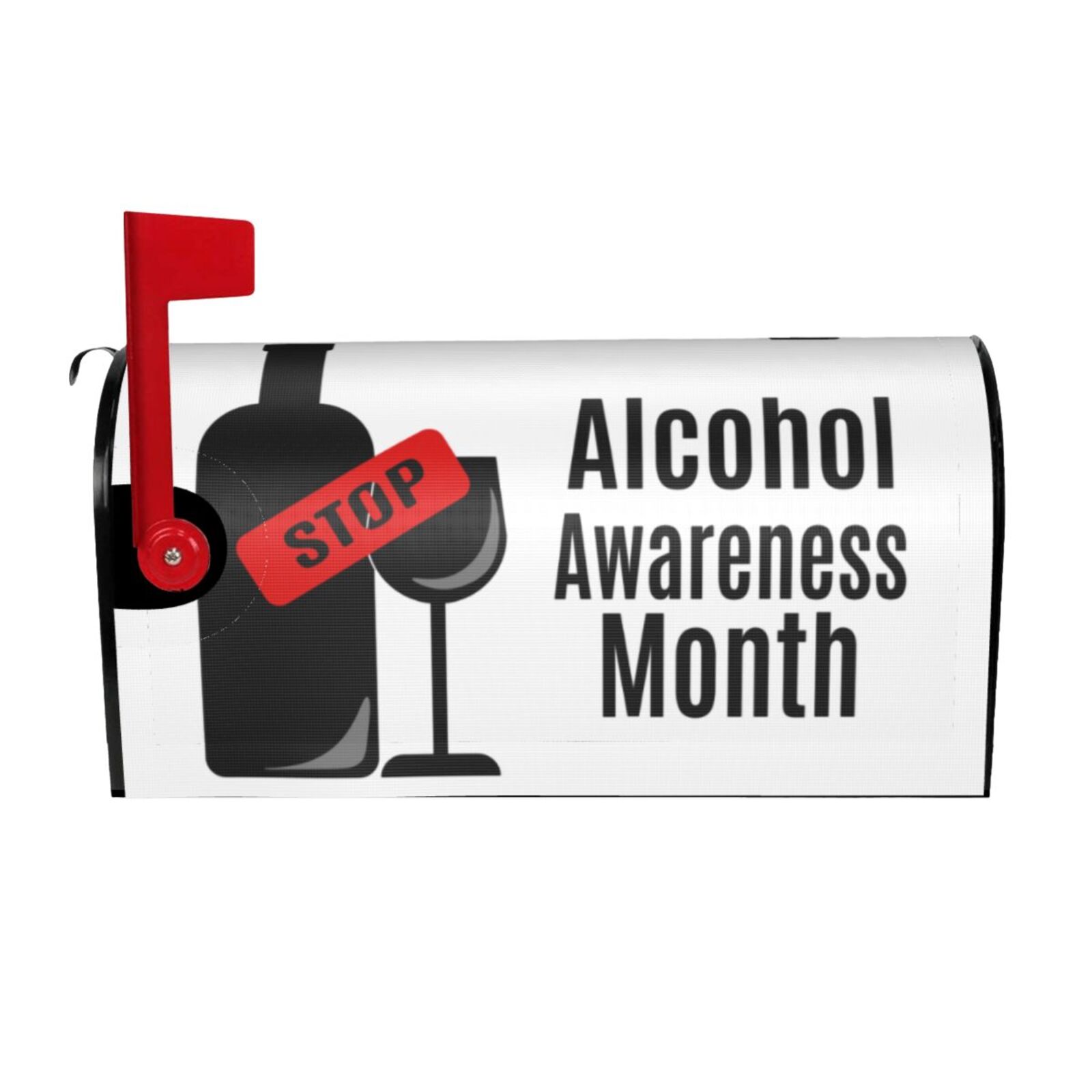 Red Ribbon For Alcohol Awareness Month Magnetic Mailbox Cover Post Box ...