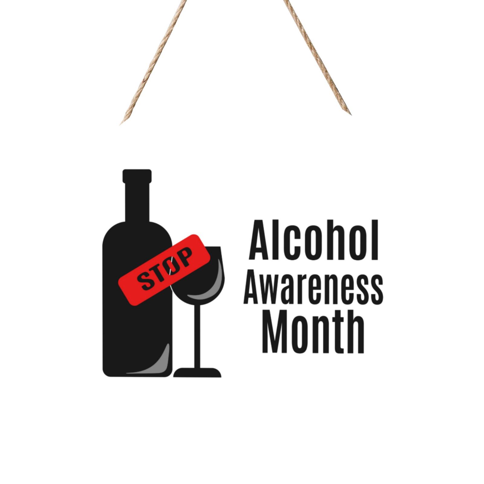 Red Ribbon For Alcohol Awareness Month Wooden Hanging Sign Ornament ...