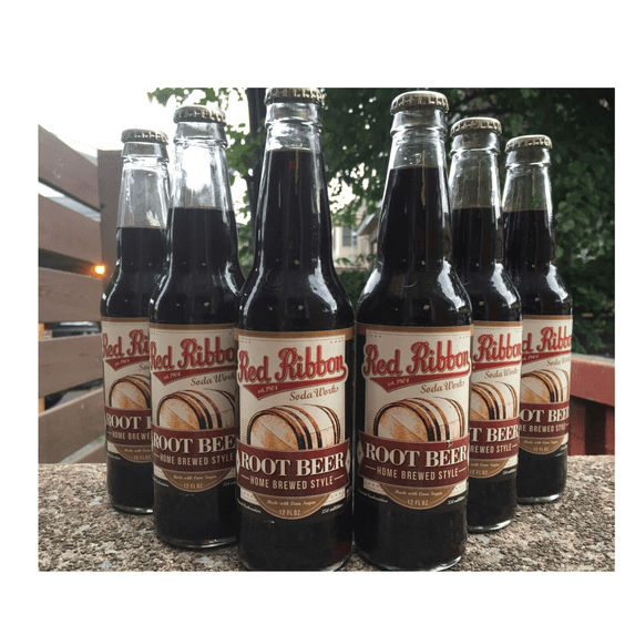 Red Ribbon Root Beer Soda Pop 12 BOTTLES - Natrona Bottling Co. - Pittsburgh PA