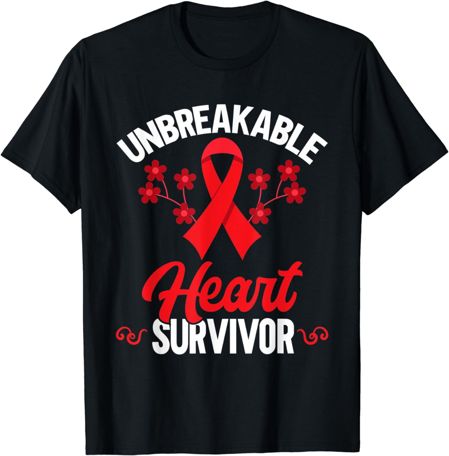 Womens Heart Disease Warrior-Unbreakable-Red-Ribbon Shirt Womens Heart Disease Warrior-Unbreakable-Red-Ribbon Shirt