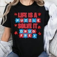 thumbnail image 1 of Red Ribbon Week Awareness Puzzle Red Ribbon Week Unisex T-Shirt, Sizes S-5XL - Gategoo, 1 of 5