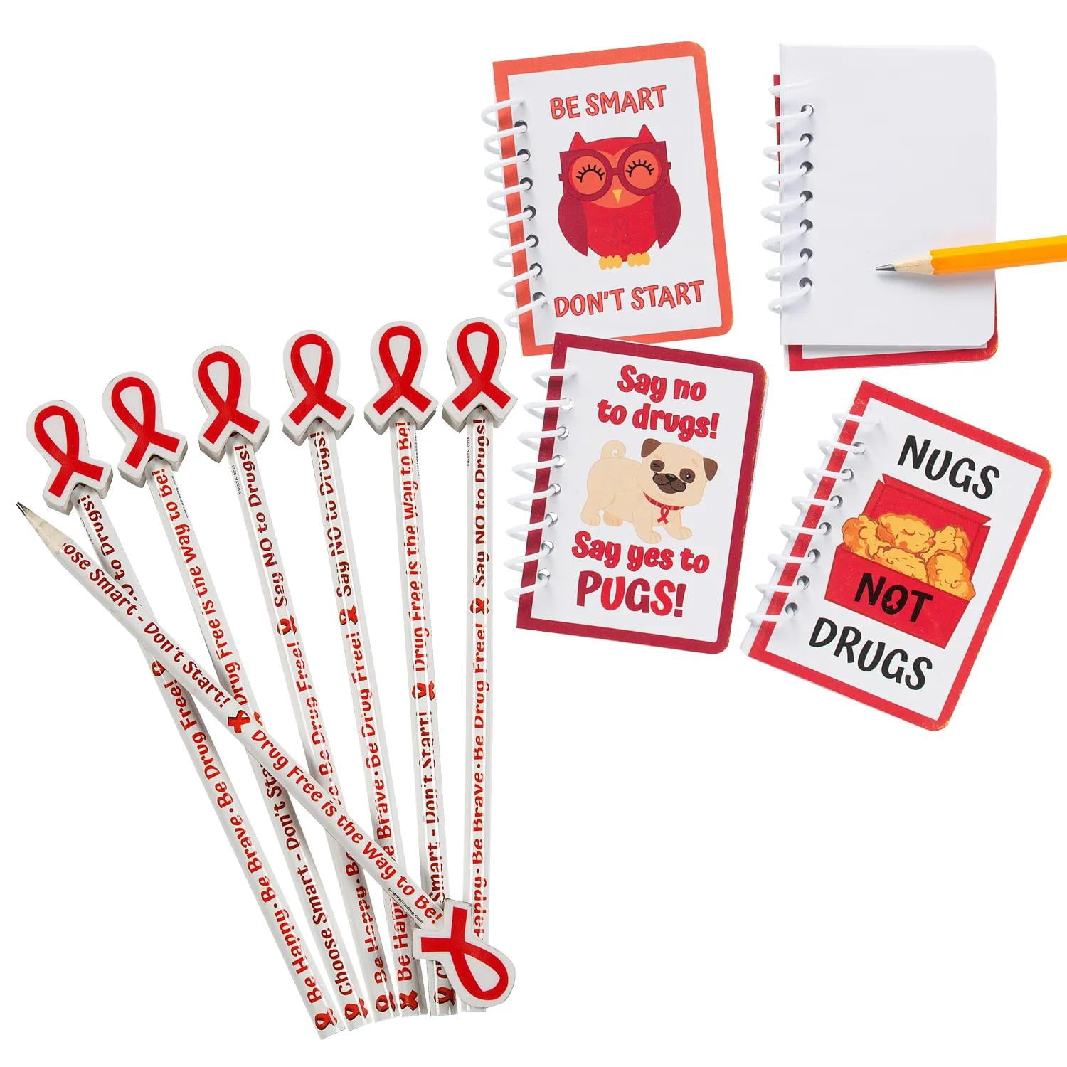 Red Ribbon Week Notepad & Pencil Event Handouts Kit - 48 Pc.