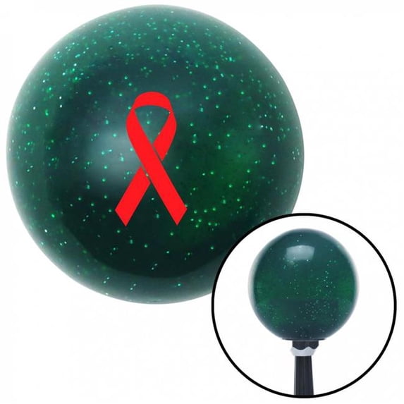 Red Ribbon with Overlap Green Metal Flake Shift Knob with M16 x 1.5 Insert Shifter Brody