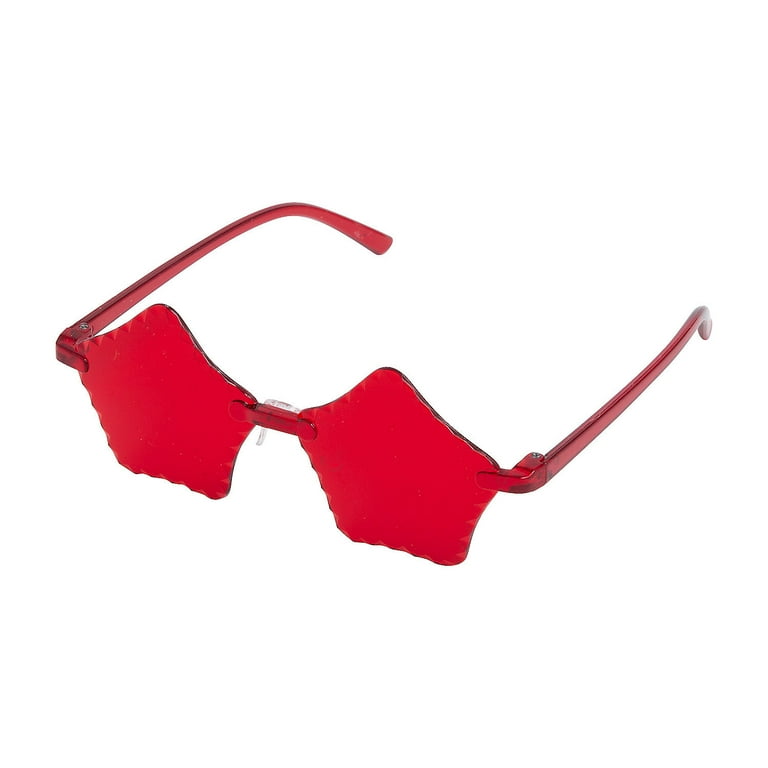 Red Rimless Star Sunglasses 12 Pieces
