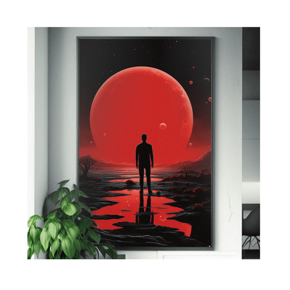 Red Rising Planet Blood Moon Space Poster Astronomical Art Home Decor Office Wall Art