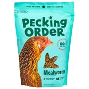 Red River Commodities Pecking Order Dried Mealworms Backyard Chicken Feed & Treat, 10 oz.