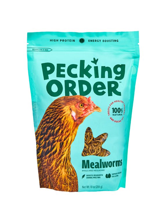 Pecking Order Dried Mealworms Backyard Chicken Feed & Treat, 10 oz.