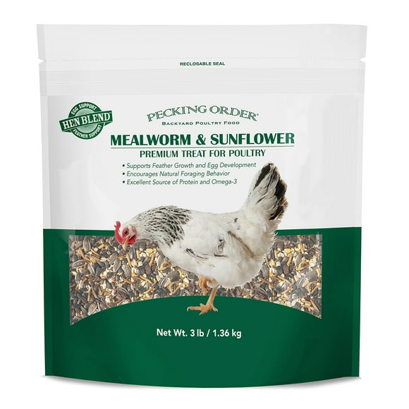Red River Commodities Pecking Order Mealworm & Sunflower Chicken Treat; 3 lb. Bag