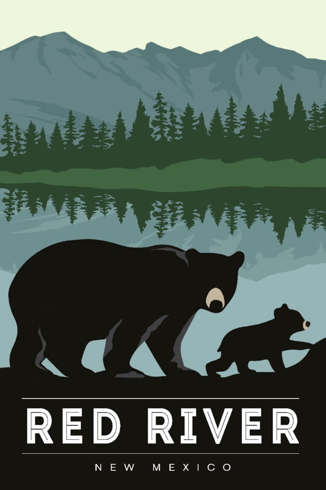 Red River, New Mexico, Black Bear and Cub (24x36 Giclee Gallery Art ...