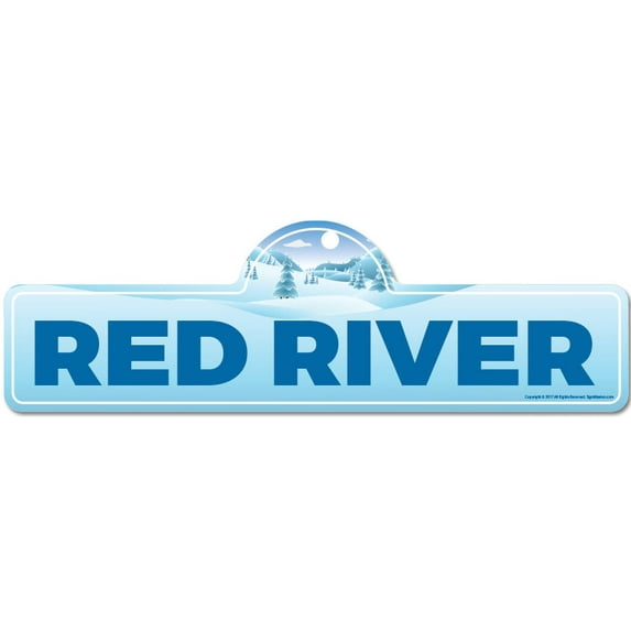 Red River Street Sign | Indoor/Outdoor | Skiing Skier Snowboarder Décor for Ski Lodge Cabin Mountian House | SignMission personalized gift
