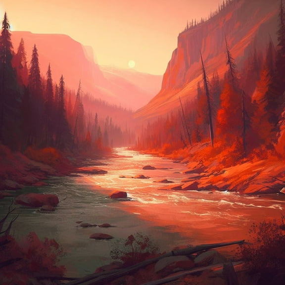 Red River Valley Digital Painting - 12" x 18" Art Print Wall Decor