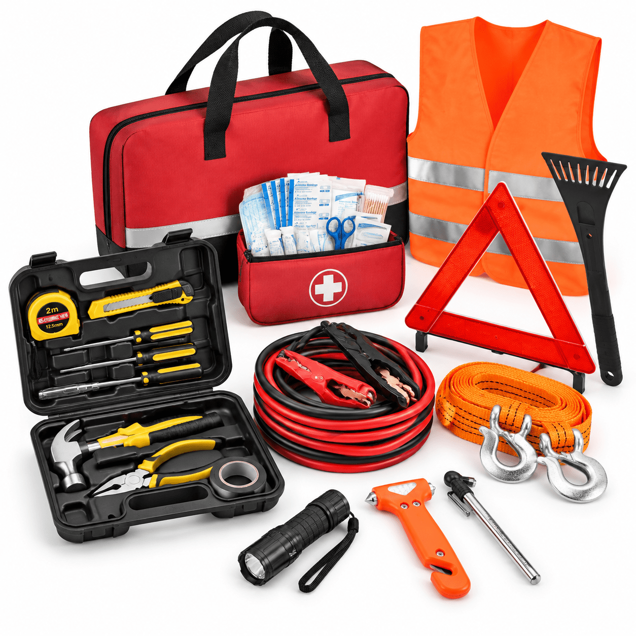 Red Roadside Emergency Car Kit for Drivers, Families & Travel - Walmart ...
