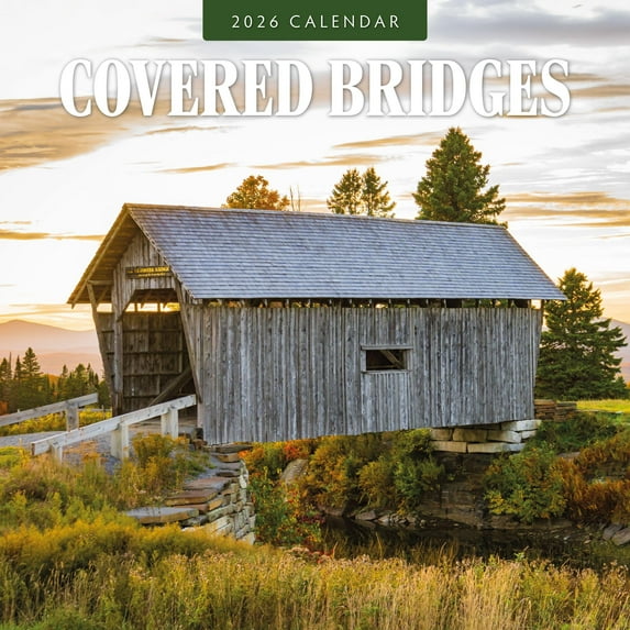 Red Robin 2026 Covered Bridges Monthly Wall Calendar | 12" x 24" Open | Premium Thick & Sturdy Paper | Hangable 12 Month Calendar | Lined Notes & To Do Area | Vivid Images | Plastic Free