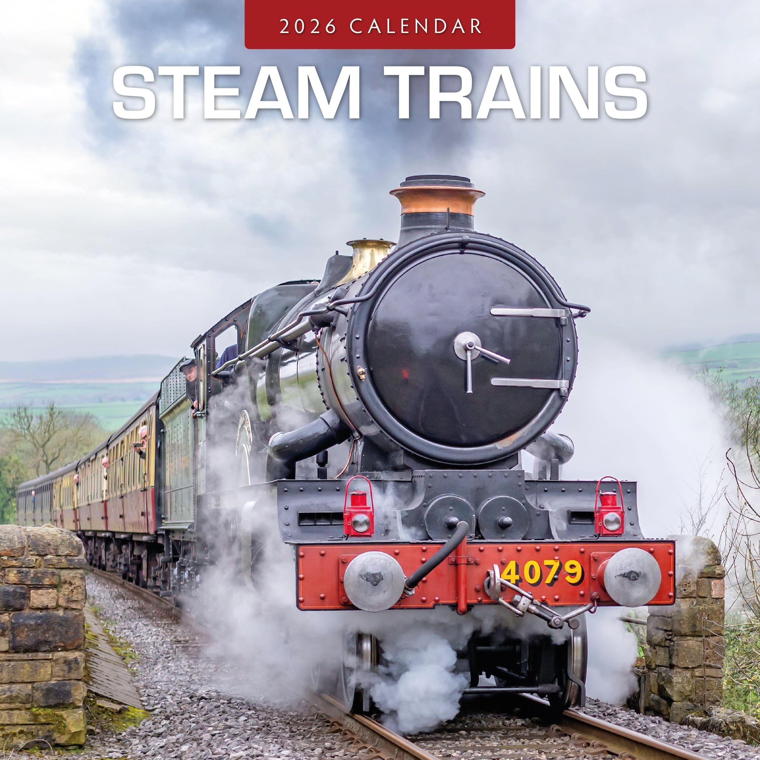 Red Robin 2026 Steam Trains Monthly Wall Calendar | 12" x 24" Open | Premium Thick & Sturdy Paper | Hangable 12 Month Calendar | Lined Notes & To Do Area | Vivid Images | Plastic Free