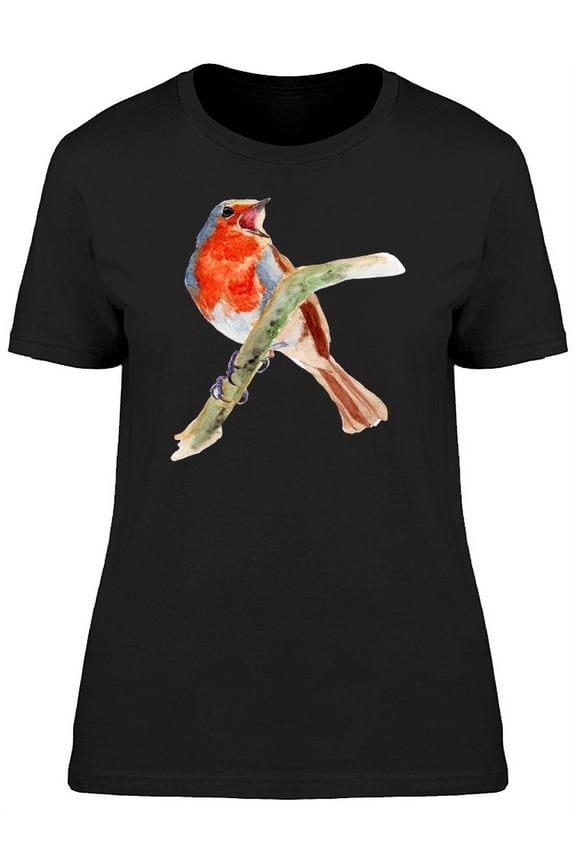 Red Robin Bird Beak Open T-Shirt Women -Image by Shutterstock, Female Large