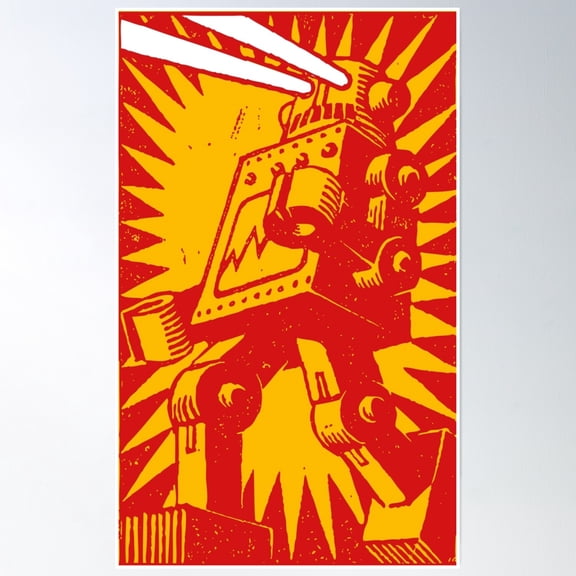 Red Robot Poster Wall Art, Modern Wall Decor, 8x12 UNFRAMED