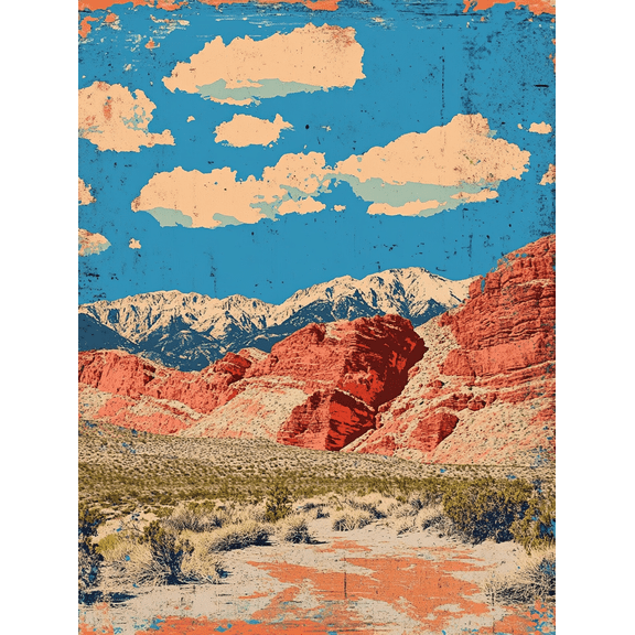 Red Rock Canyon Landscape Canvas Art PrintSuitable for Living Room Bedroom Office Dining Room and Hotel Decoration.