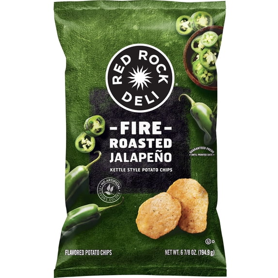 Red Rock Deli Potato Chips, Fire Roasted Jalapeno, 6.875 Bag