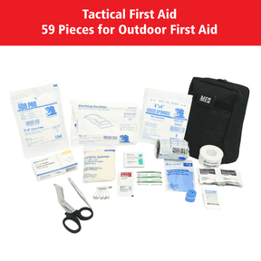 Elite Tactical First Aid Kit, 59 Pieces - Compact Survival Medical Supplies for Home, Outdoor, Car & Adventures