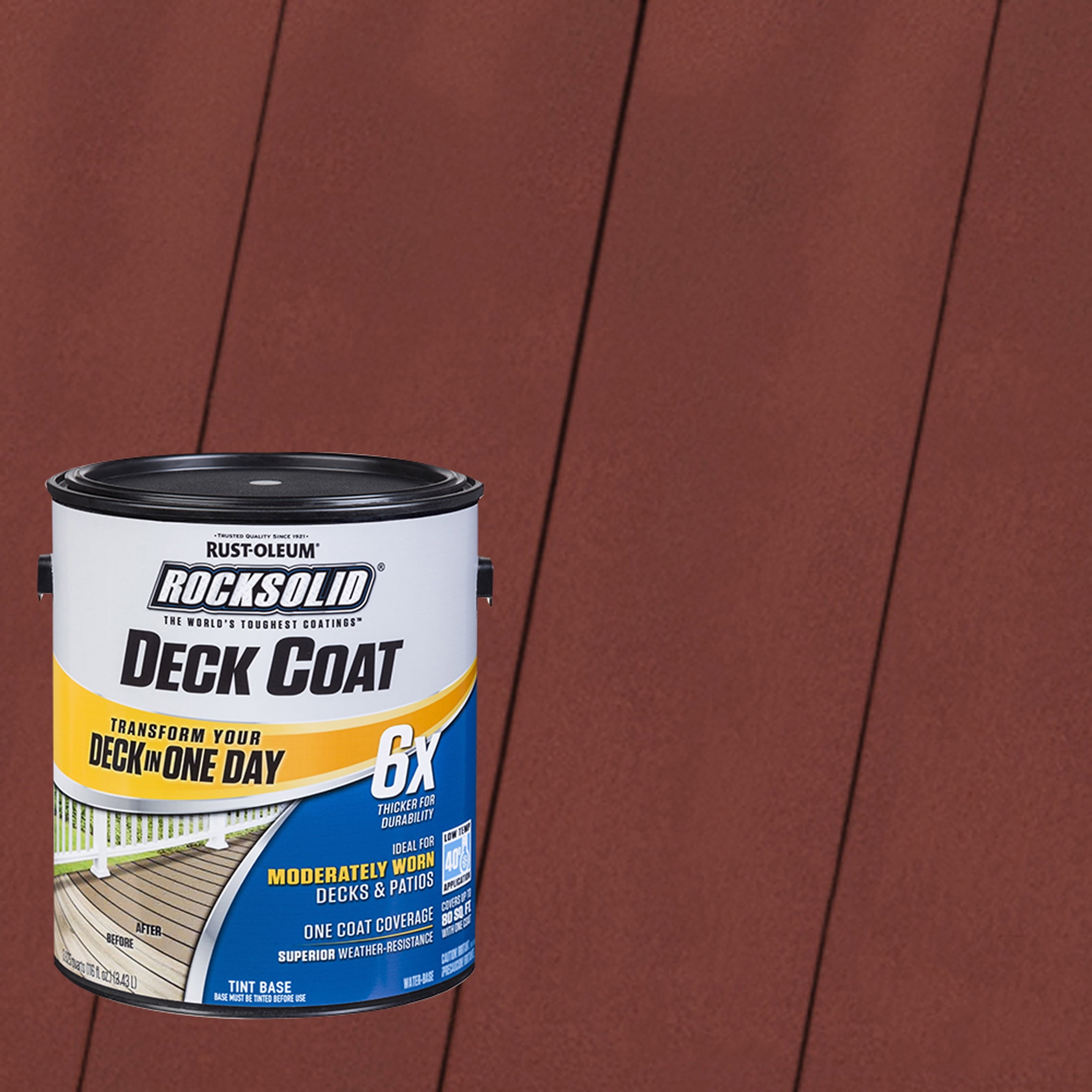 Red Rock, Rust-Oleum RockSolid 6X Exterior Wood Deck Coat-319649T, Gallon