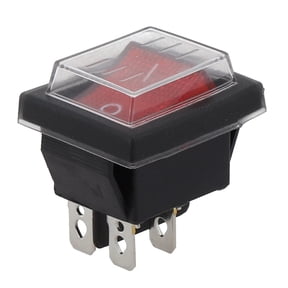 Red Rocker Switch On/Off with Cover 4-Pin 250V 16A Illuminated Switch