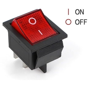 Red Rocker Switch On/Off with Waterproof Cover 4-Pin 250V 16A Illuminated Switch
