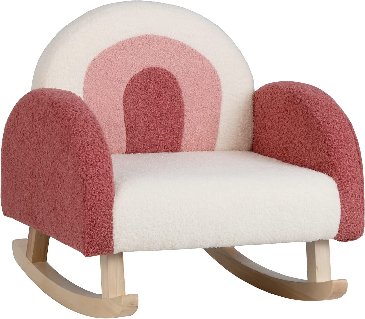Red, Rocking Chair with Solid Wood Frames, Plush Fabric, Anti-Tip ...