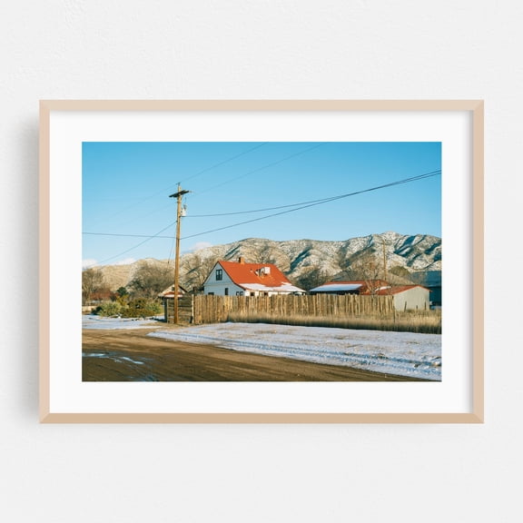 Red Roof, Magdalena - Magdalena New Mexico Photography Oak Framed Wall Art Print 24 x 36 inches