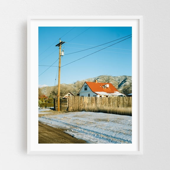 Red Roof, Magdalena - Magdalena New Mexico Photography White Framed Wall Art Print 16 x 20 inches