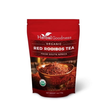Red Rooibos Tea Organic, South African Herbal Tea Bags, Loose Leaf | Antioxidants, Heart Health & Digestive Tea - 8oz Pouch - Herbal Goodness