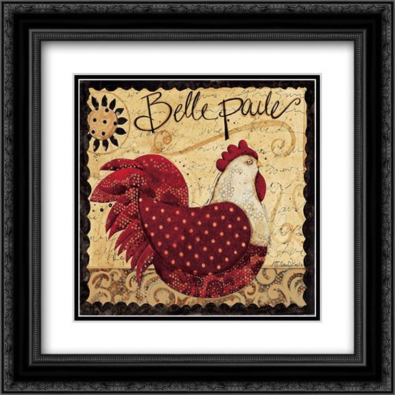 Red Rooster 2x Matted 20x20 Black Ornate Framed Art Print by DiPaolo, Dan