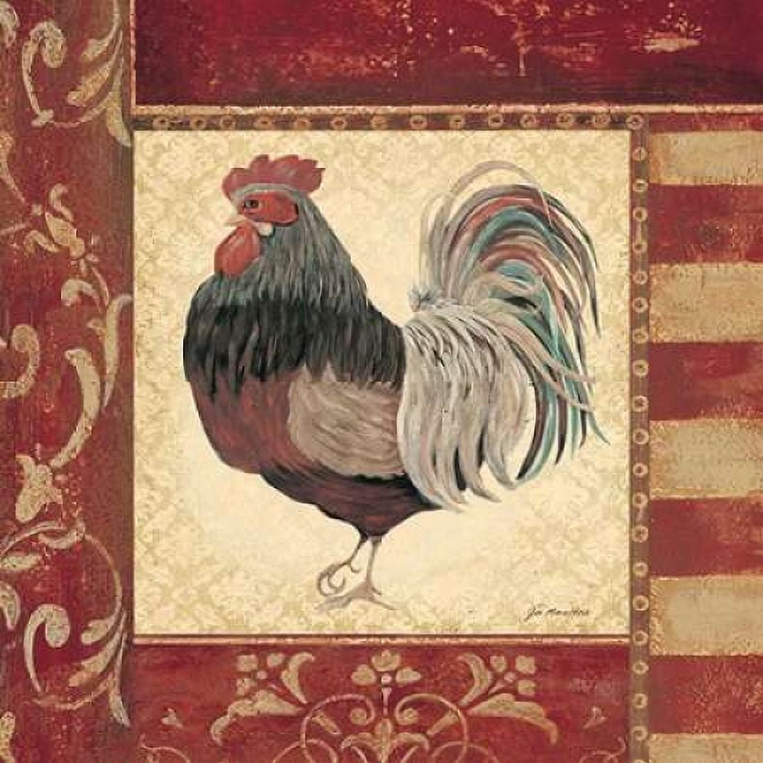 Red Rooster IV Canvas Art - Jo Moulton (24 x 24)
