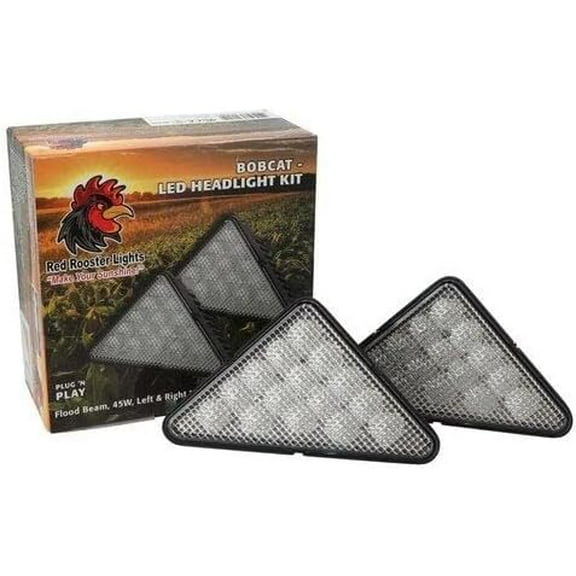 Red Rooster LED Headlight Kit - Flood 45W - LH & RH fits Bobcat A220 A300 S100 S130 S150 S160 S175 S185 S205 S220 S250 S300 S330 T190 T200 T250 T300 T320 751 753 763 773 863 864 873 883 963 7259523