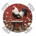 thumbnail image 1 of Red Rooster Round Tablecloth for 36-44 Inch Tables,Fitted Table Cover with Elastic Edge,Farmhouse Animals Spring Floral Rustic Waterproof Outdoor Table Cloth Protector for Patio Garden Dinner Picnic, 1 of 9