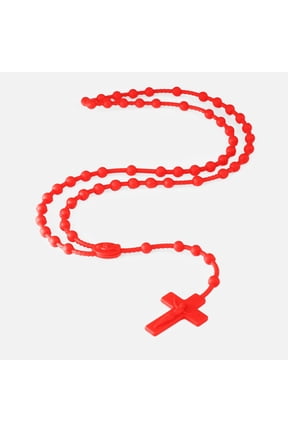 Red Rosary Cross Silicone Necklace
