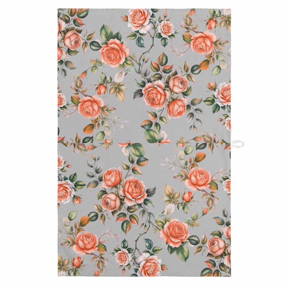 Red Rose 1 Pack Kitchen Towel, Water Absorbent Dish Towel, Farmhouse Romantic Botanical Floral Vines Decorative Hand Towels - Quick Drying Cloth for Cooking Baking, 18x28 Inch