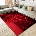 thumbnail image 1 of Red Rose Area Rug, 5x8ft, 3D Floral Roses and Love Hearts Floor Mats, Romantic Valentine''s Day Gift Large Area Anti-Skid Carpet for Living Dining Room Bedroom Home Bath Kids Playroom, 1 of 1