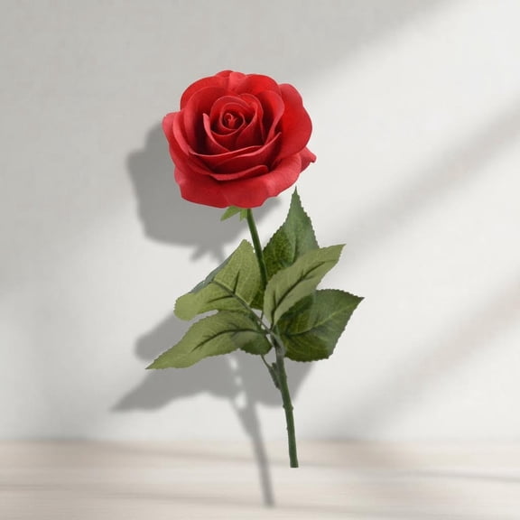 Red Rose Artificial Flower, Single Red Rose for Valentine's Mother's Day Home Decor Centerpiece Party Wedding Anniversary Decoration