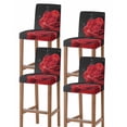 thumbnail image 1 of Red Rose Bar Stool Covers Set of 4, Abstract Spring Flowers Vintage Black Stretch Washable Bar Chair Covers with Backs, Removable Pub Counter Height Chair Cover for Kitchen Dining Room Cafe, 1 of 7
